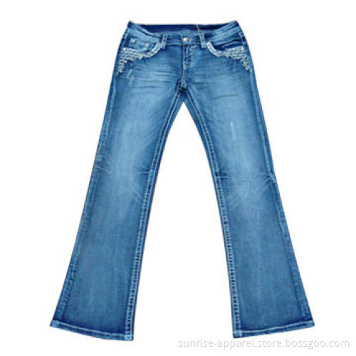 Women's denim jeans with fashionable embroidery